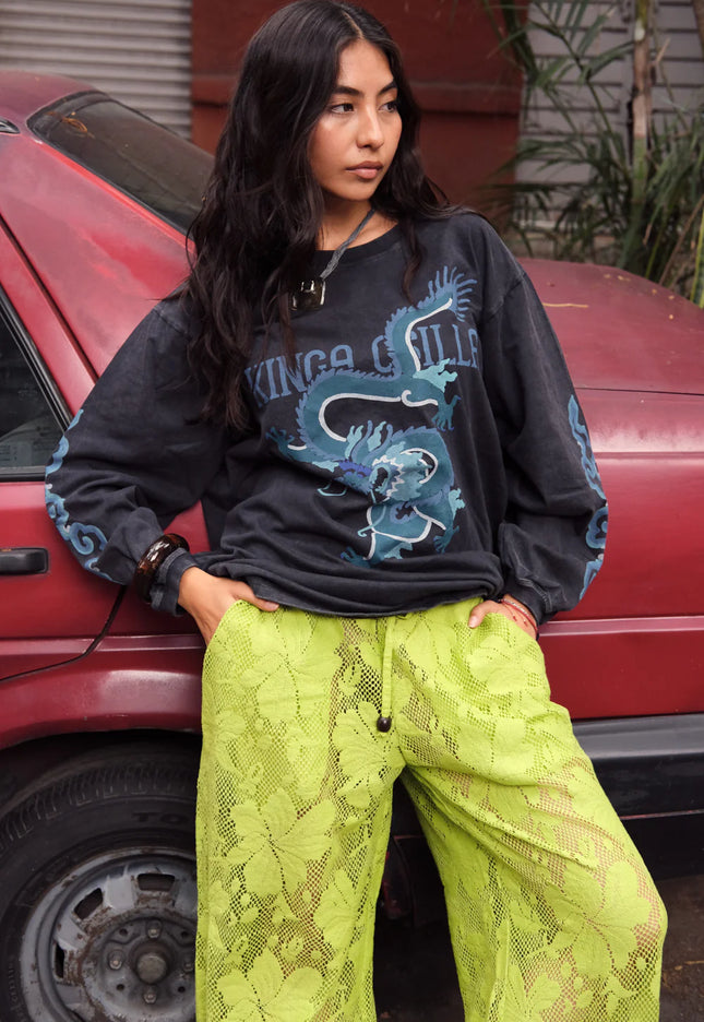 Kinga Csilla Rex Dragon Roses LS Tee - Black