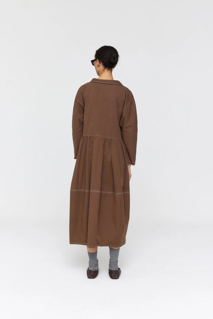 Ricochet Zizou Dress - Brown + Cream Stitch