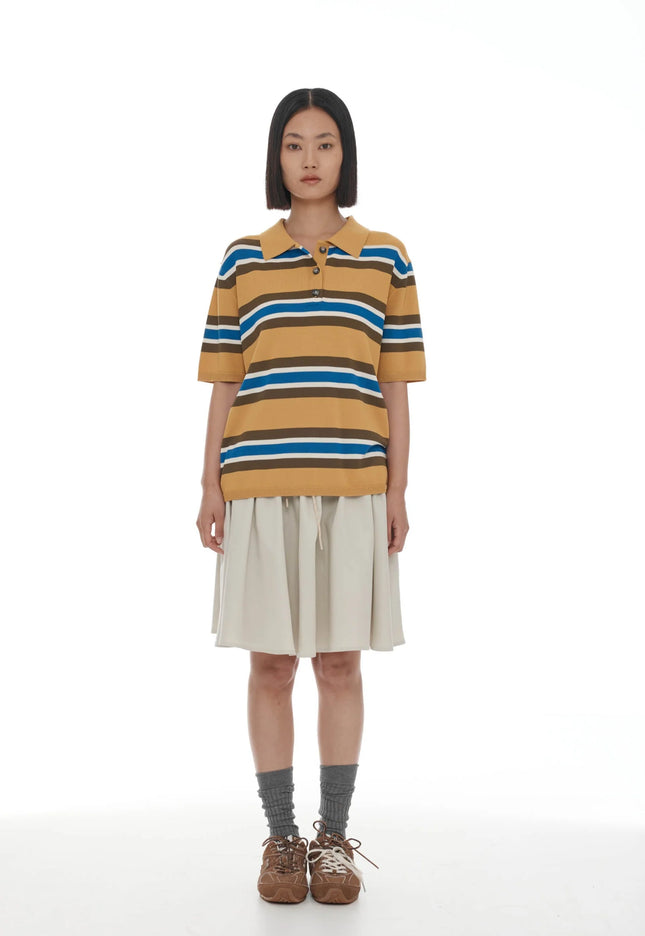 Ricochet Fallon Polo - Yolk + Blue Stripe