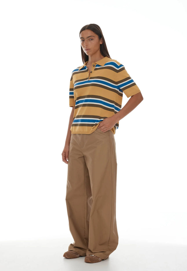 Ricochet Fallon Polo - Yolk + Blue Stripe