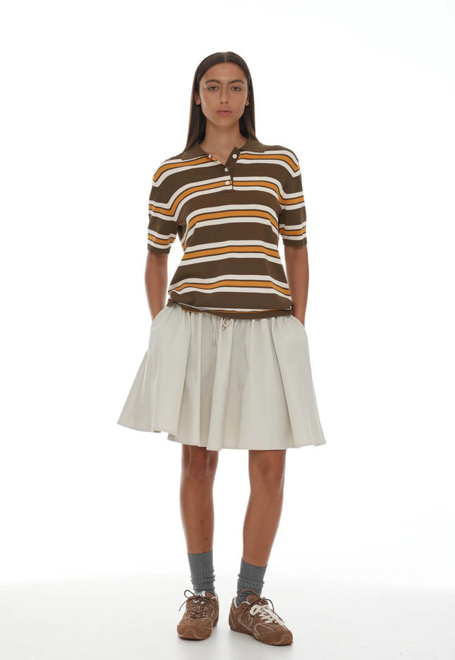 Ricochet Fallon Polo - Khaki + Orange Stripe