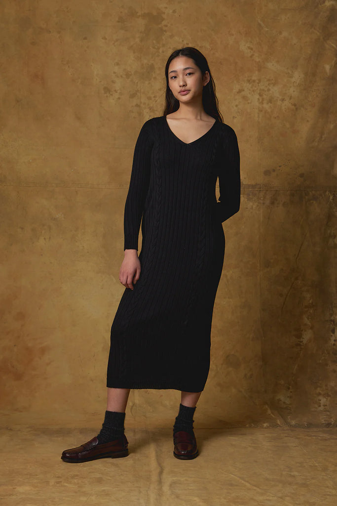 Standard Issue Merino Cable Dress - Black