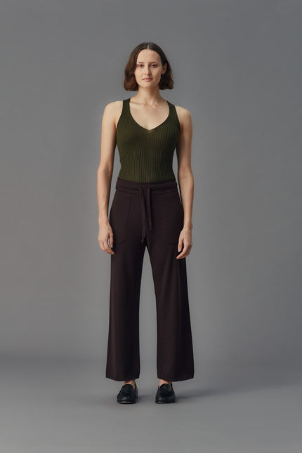 Standard Issue Merino Rib V Neck Tank - Smudge