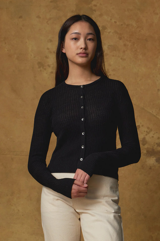 Standard Issue Merino Bargello Crop Cardigan - Black
