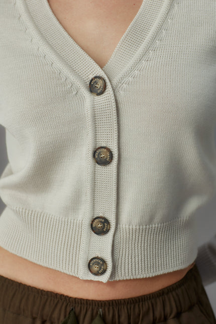 Standard Issue Merino Crew Neck Cardigan - Alabaster