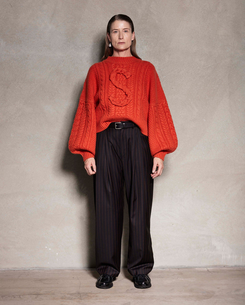 Salasai Cable S Jumper - Fire Red Wool