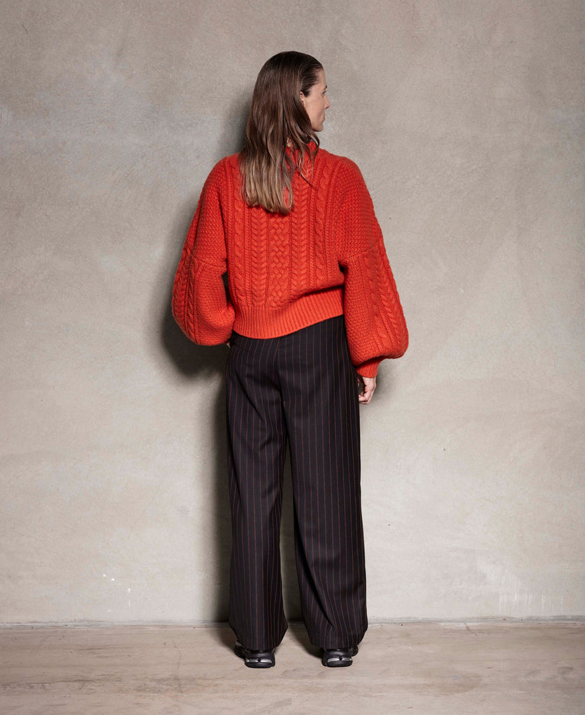 Salasai Cable S Jumper - Fire Red Wool