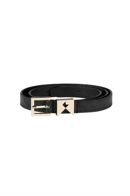 Karen Walker Monogram Keeper Belt - Mini Monogram Leather - Black