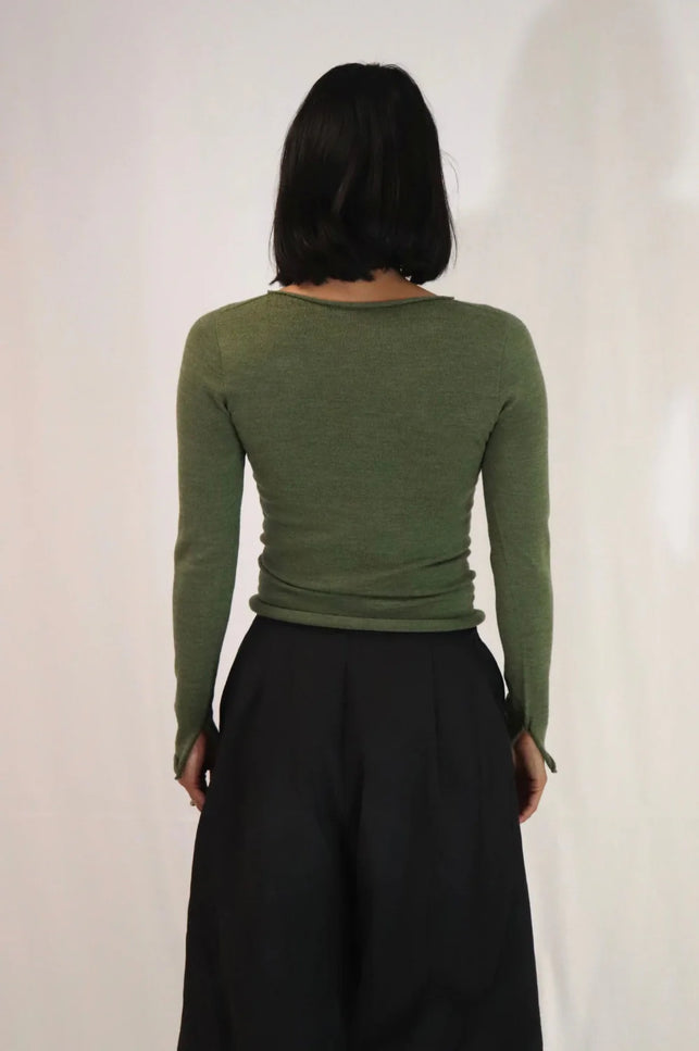 Tatano Melanie Long Sleeve- Merino - Khaki Marl