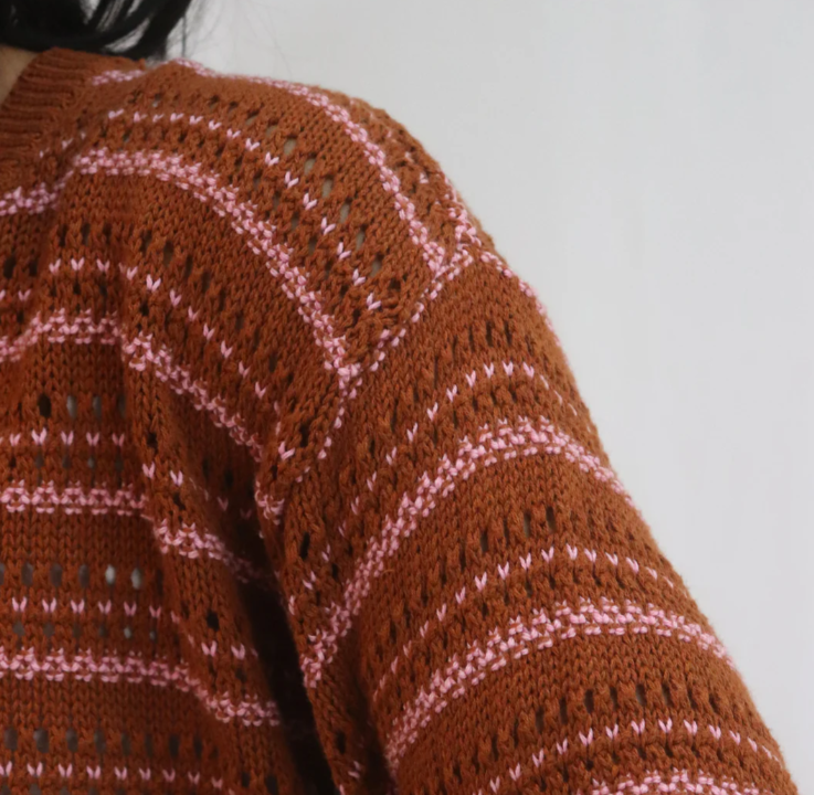 Tatano Trellis V Neck - Rust/Peony