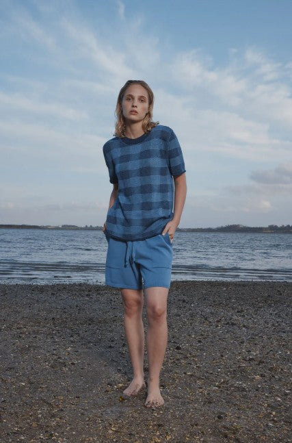 Standard Issue Cotton Universal Plaid T Shirt - Pacific/Woad
