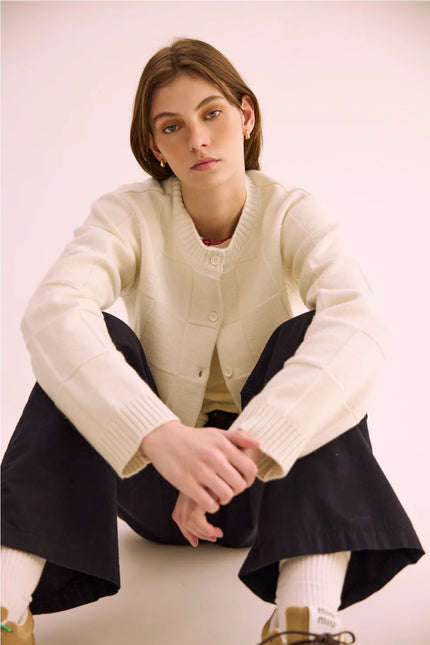 Pharlain Squares Cardi - Cream