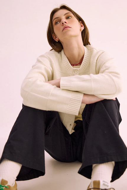 Pharlain Squares Cardi - Cream