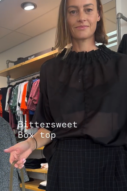 Bittersweet Flute Neck Box Top - Cotton- Black