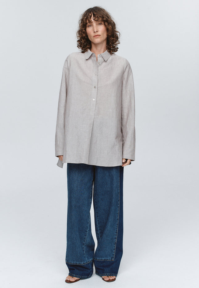 Marle Tab Shirt - Chocolate Stripe