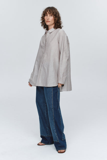 Marle Tab Shirt - Chocolate Stripe
