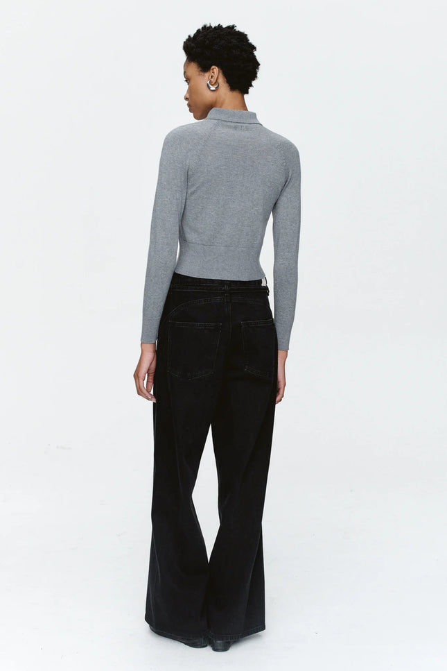 Marle Tie Curve Seam Jean - Black