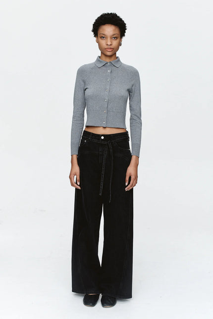 Marle Tie Curve Seam Jean - Black