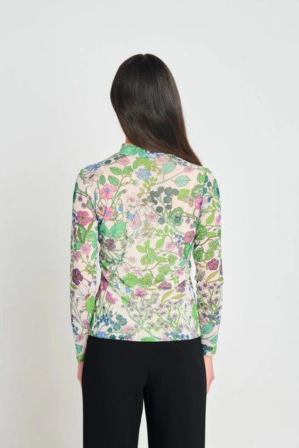 twenty-seven names Fantasy Floral Top - Cream Floral Mesh