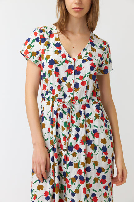 Sylvester Tulips Midi Dress - Ivory