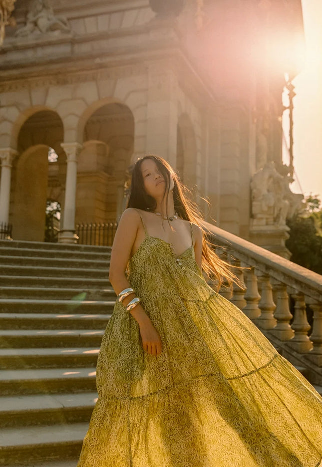 Kinga Csilla Viper Neroli Maxi Dress - Pistachio