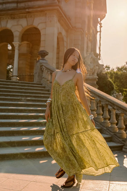 Kinga Csilla Viper Neroli Maxi Dress - Pistachio