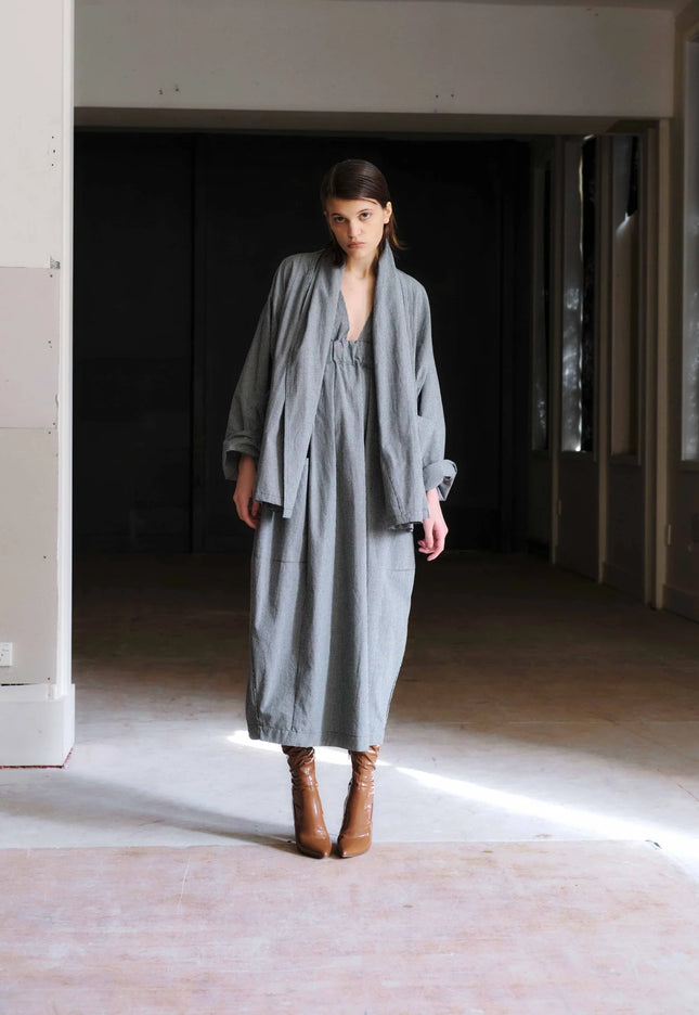 Otsu Hiyori Overall - Linen - Pin Check