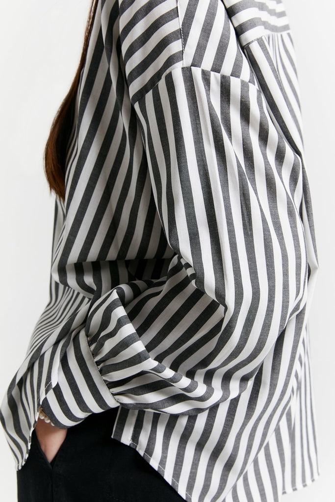 Karen Walker Berisford Dress Shirt - Cotton Rose Viscose - Black/White