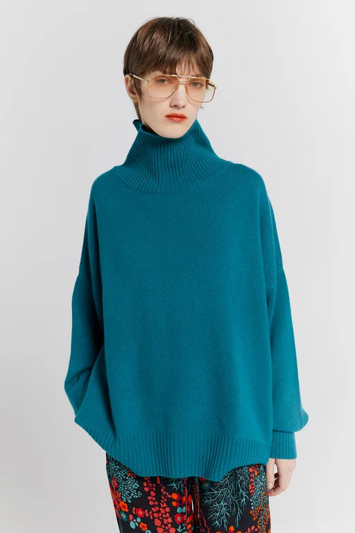 Karen Walker Carmen Oversized Turtleneck Sweater - Cashmere - Teal