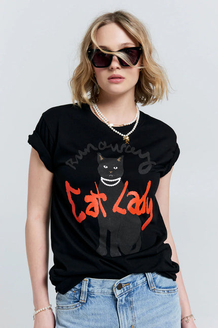 Karen Walker Cat Lady Organic Cotton T-Shirt - Black