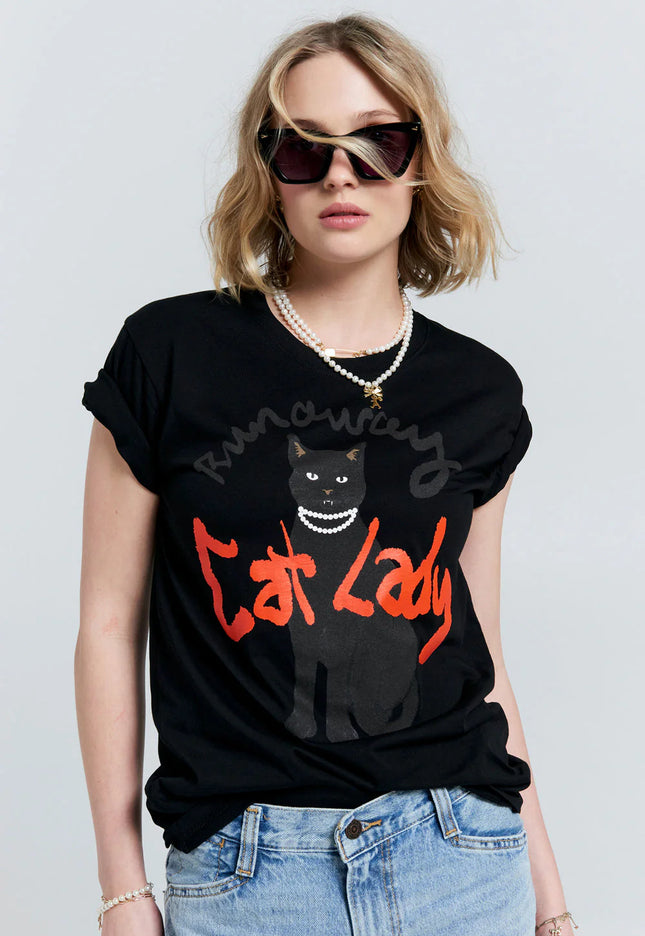 Karen Walker Cat Lady Organic Cotton T-Shirt - Black