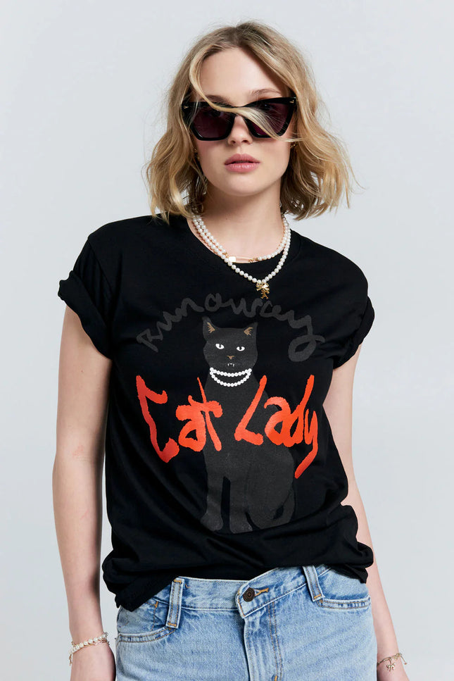 Karen Walker Cat Lady Organic Cotton T-Shirt - Black