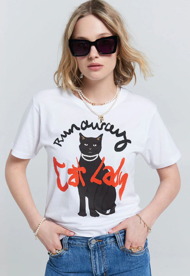 Karen Walker Cat Lady Organic Cotton T-Shirt - White