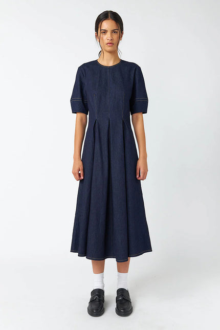 Sylvester Denim Godet Dress - Indigo