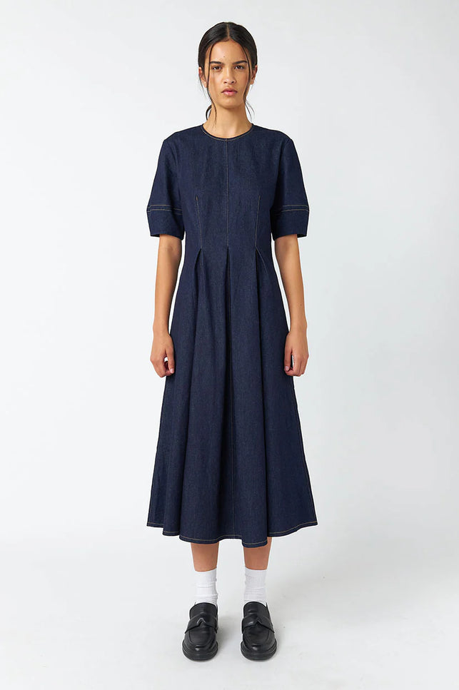 Sylvester Denim Godet Dress - Indigo
