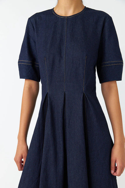 Sylvester Denim Godet Dress - Indigo