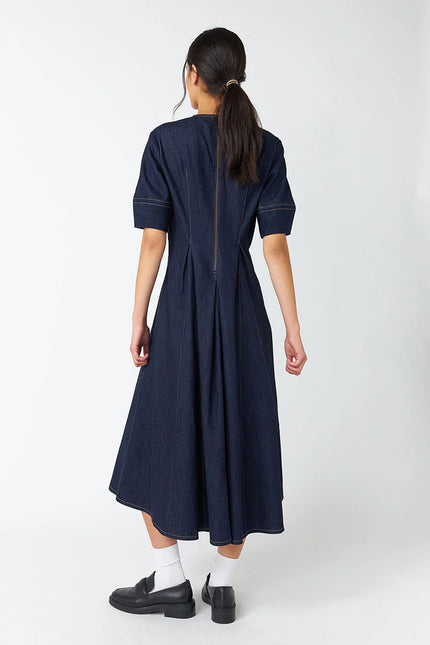 Sylvester Denim Godet Dress - Indigo
