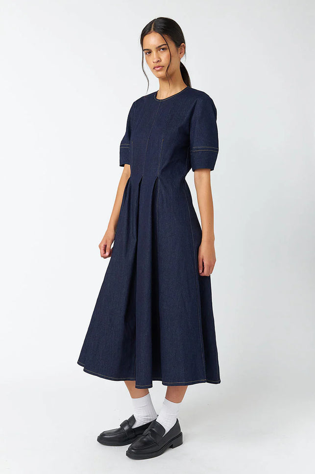 Sylvester Denim Godet Dress - Indigo