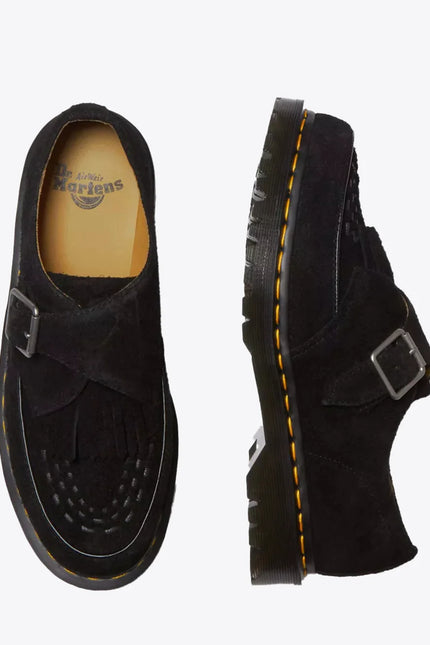 Dr Martens Ramsay Monk Strap Shoe - Desert Oasis Suede - Black