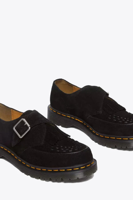 Dr Martens Ramsay Monk Strap Shoe - Desert Oasis Suede - Black