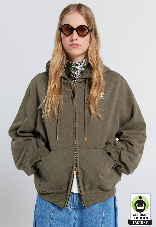 Karen Walker Runaway Girl Cropped Oversized Hoodie - Hunter Green