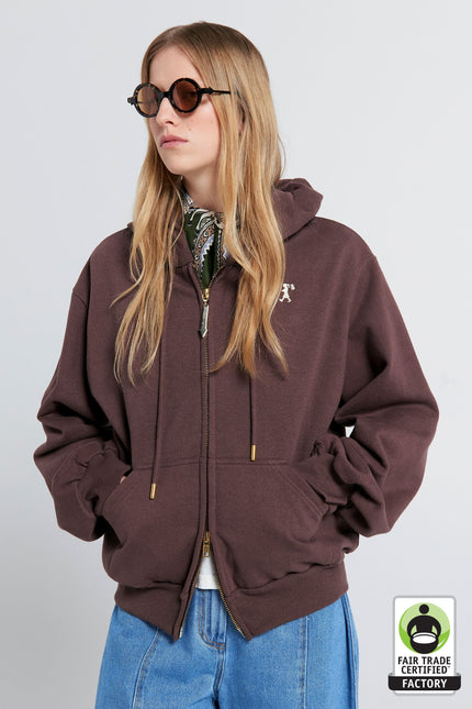 Karen Walker Runaway Girl Cropped Oversized Hoodie - Chocolate Brown