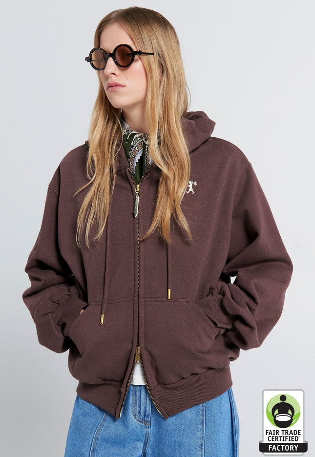 Karen Walker Runaway Girl Cropped Oversized Hoodie - Chocolate Brown