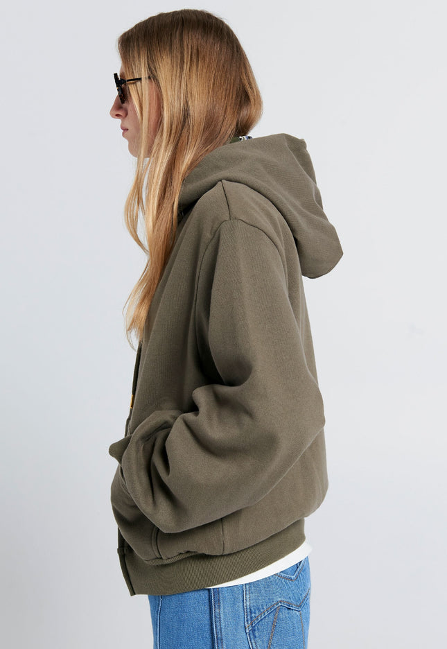 Karen Walker Runaway Girl Cropped Oversized Hoodie - Hunter Green