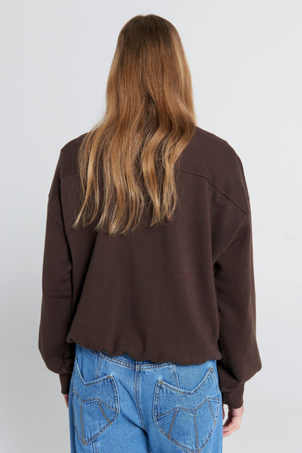 Karen Walker Runaway Girl Organic Cotton Crewneck - Chocolate Brown