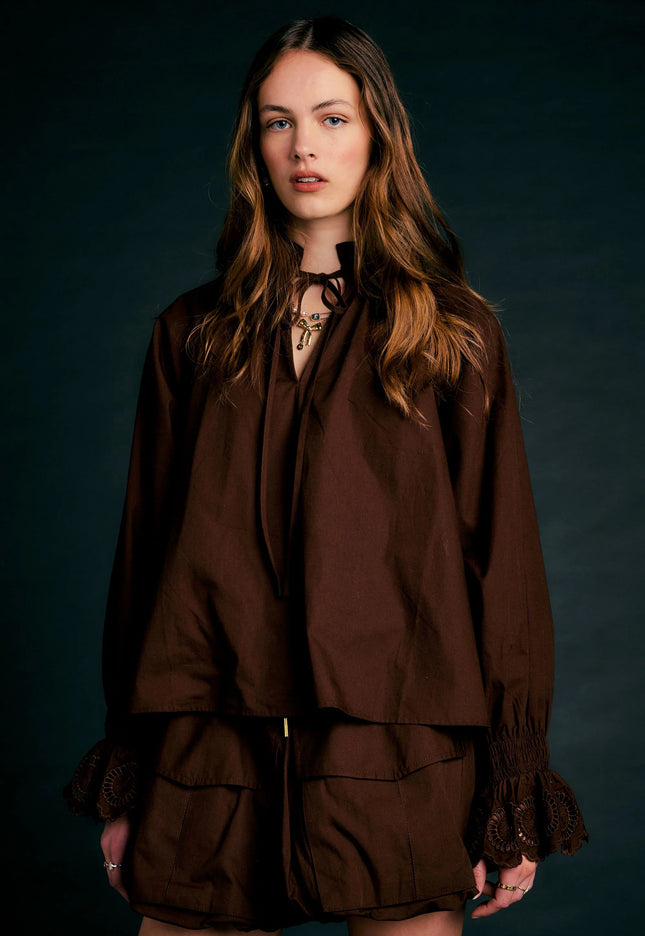 Karen Walker Ivy Blouse - Chocolate