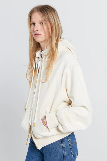 Karen Walker Runaway Girl Cropped Oversized Hoodie - Ecru
