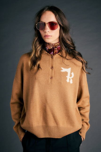 Karen Walker K Flag Polo - Tan