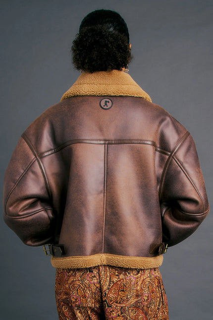 Karen Walker Cropped Aviator Jacket - Brown/Chestnut