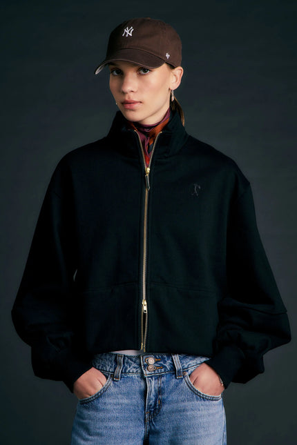 Karen Walker Runaway Zip Front Sweatshirt - Black